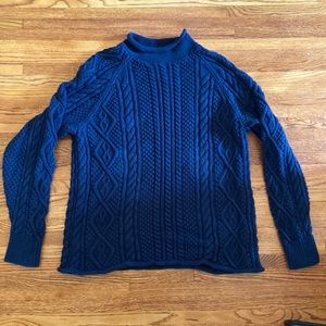 J Crew Always Cable Knit Navy Sweater Large